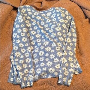 Blue and White Floral Crew Neck Sweater